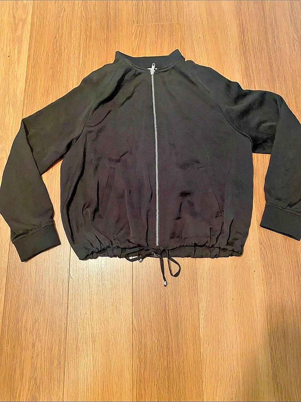Chico's Black Bomber Lightweight Front Zipper Up Jacket Women’s Size M